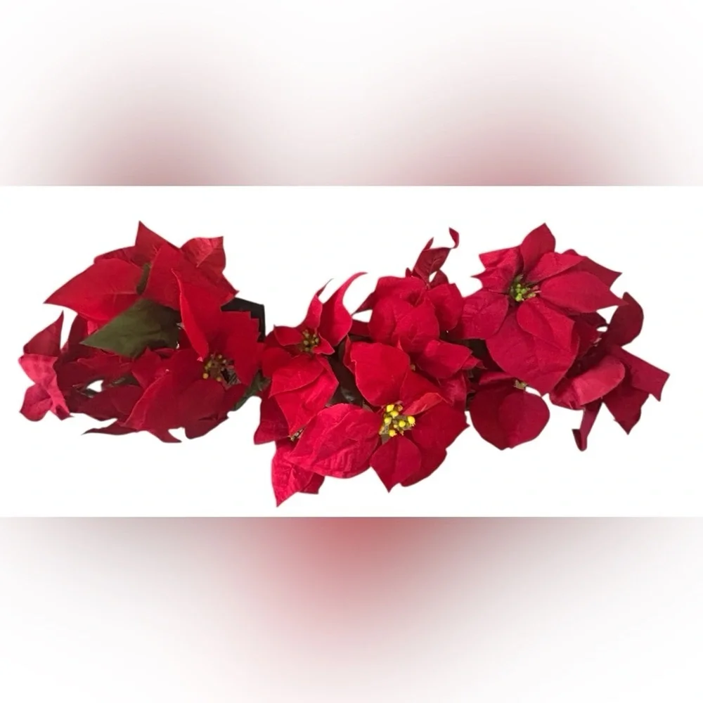 Faux poinsetta & berry potted plants NEW NWT 3 total Christmas decor 15 in tall